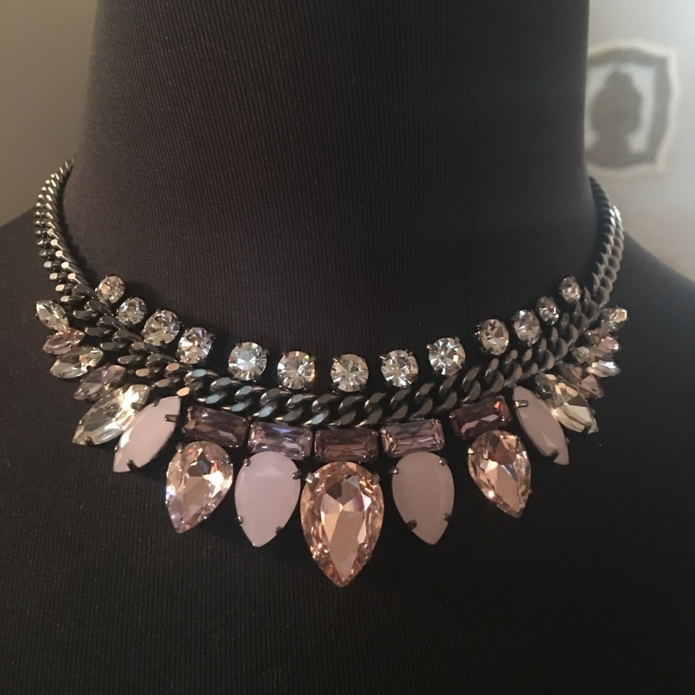 Statement Pink Crystal Bib Necklace
